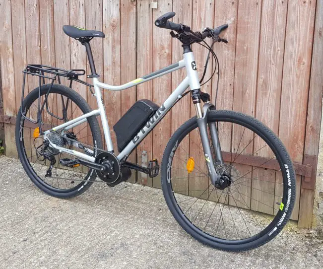 Hybrid bike fitted with a tongsheng tsdz2 mid drive electric bike conversion kit