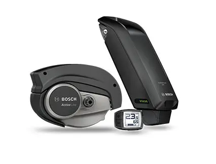 sistema de bicicleta eléctrica bosch active line con batería y pantalla