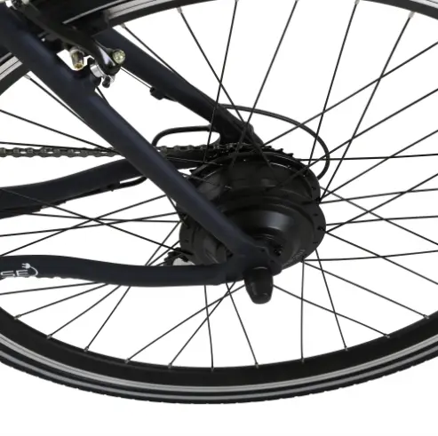 The compact 250w rear hub motor fitted to the Vitesse Signal rear hub motor on the vitesse signal