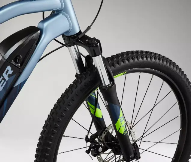 Rockrider E-ST100 Electric Mountain Bike Review 3 rockrider e-st100 suntour xcr 30 front forks