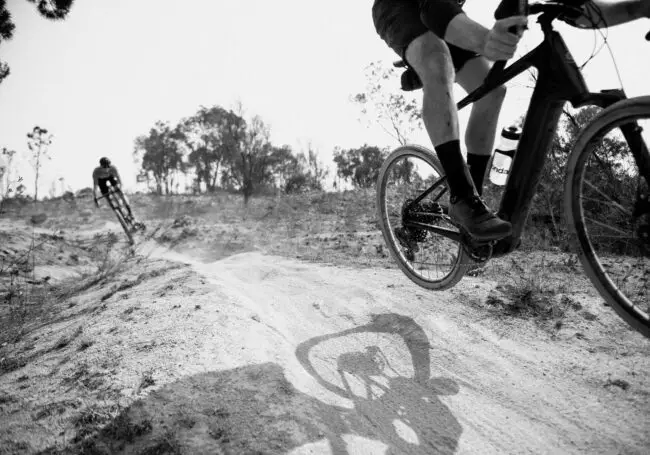 cannondale topstone gravel e-bike getting airbourne