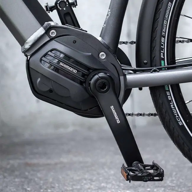 The Triumph Trekker GT uses the latest Shimano Steps E6100 motor shimano steps e6100 motor fitted to the triumph trekker gt