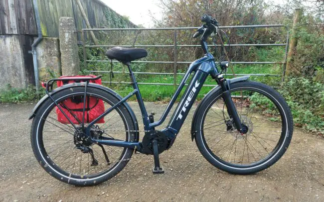 The Trek Allant+ 7 test bike - slightly mucky after being ridden along country lanes! my friends trek allant+ 7 lowstep