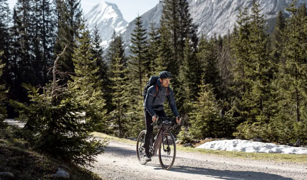 The Bosch mid-drive motor provides excellent torque for climbing steep off-road sections electric bikes for bikepacking