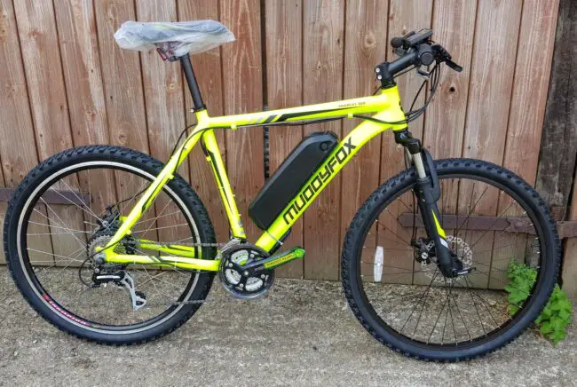 yose power e-bike conversion kit with battery fitted to mountain bike