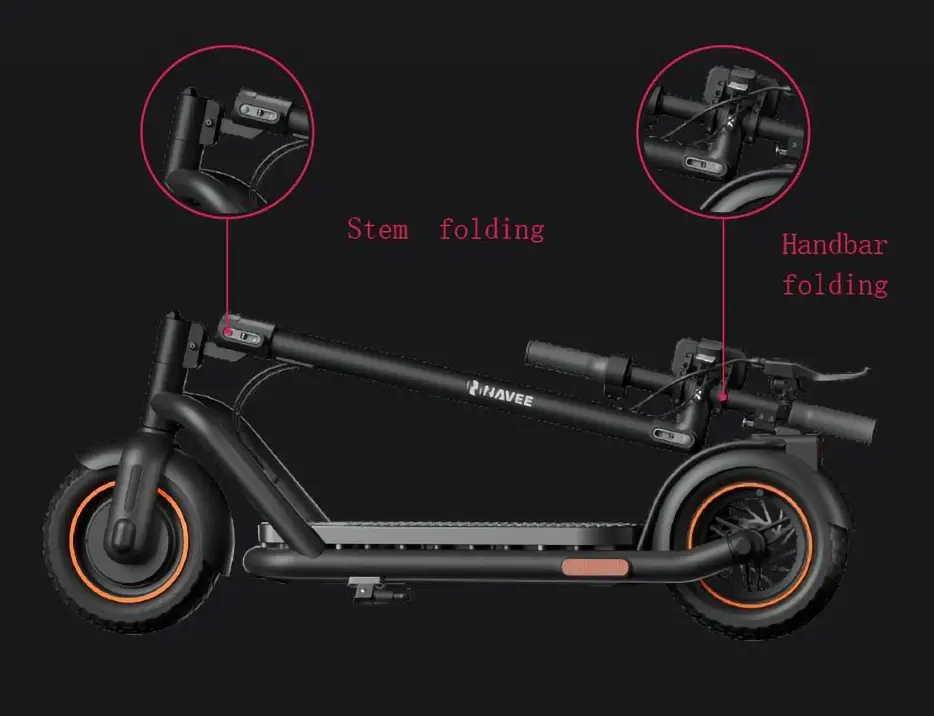 navee n65 e-scooter dual folding design