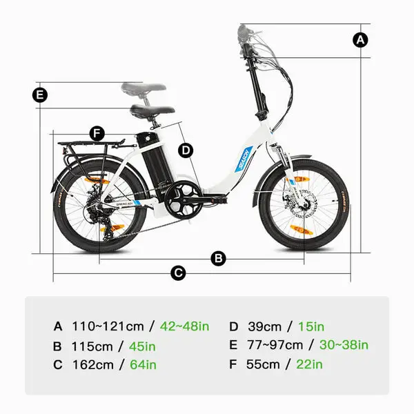 yose power folding e-bike dimensions