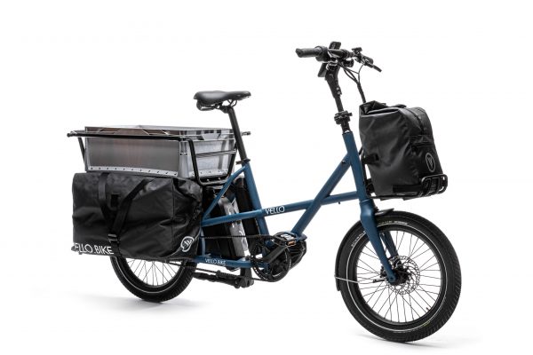 Vello sub kompakts kravas e-velosipēds ar kravu