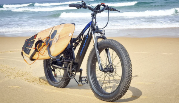 shengmilo mx03 fat tyre e-bike on a beach