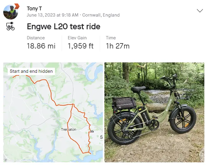 Engwe L20 utility e-bike review 4 engwe l20 test route