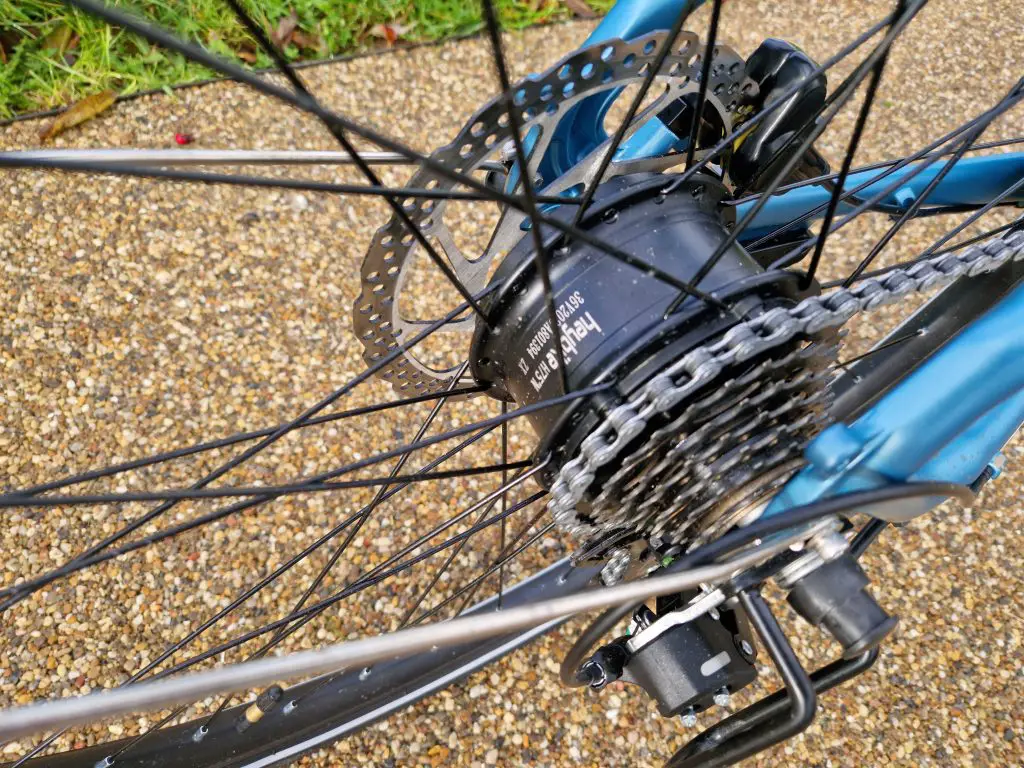 Heybike EC1 Review: Affordable Lightweight E-Bike 4 heybike ec1 rear hub motor close-up
