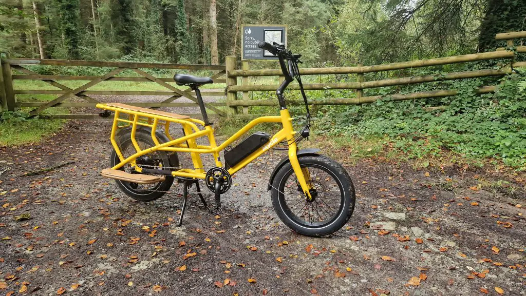 Mycle Cargo review: great value e-bike for load carrying 2 mycle cargo by gate in woodland